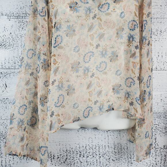 Xhilaration Floral Sheer Blouse Women Size Small Whimsical Cottagecore Vibes - Picture 3 of 10